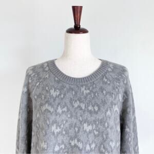 Athleta Textured Hawthorn Merino Leopard Sahara Bluff Grey Sweater